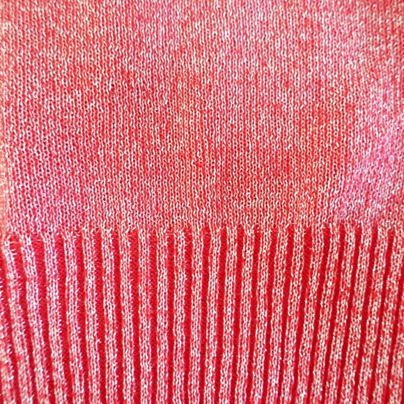 red cowl neck boatneck sweater metallic thread size M - Picture 5 of 5